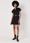 Utility Shirt Mini Dress, Black, large