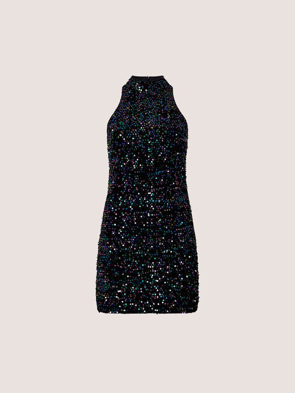 Velvet Sequin Mini Dress, Assorted, large
