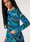 Swirl Jersey Knit Swing Mini Dress, Green, large