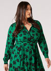 Curve Floral Hanky Hem Midi Dress, Green, large
