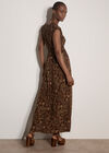 Batik Floral Smocked Maxi Dress, Brown, large