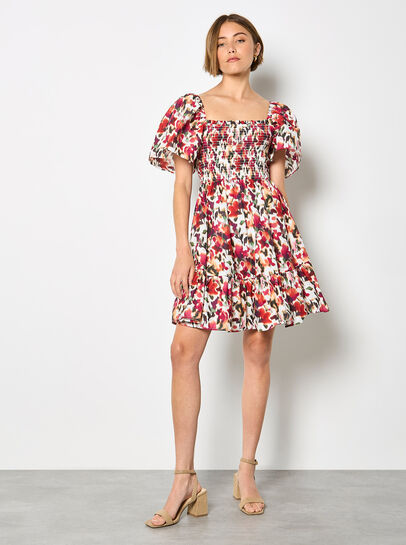 Pure Cotton Blurred Ikat Mini Dress