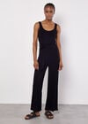 Sleeveless Ribbed Jersey Jumpsuit, Black, large