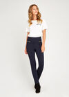 Zip Detail Ponte Trousers, Navy, large