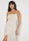 Linen Blend Camisole Midi Dress, Stone, large