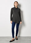 Asymmetric Hem Knit Top, Dark Grey - Charcoal, large