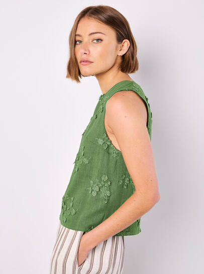 Floral Embroidered Shell Top