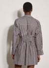 Stripe Shirt Cotton Mini Dress, Brown, large
