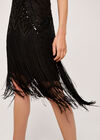 Beaded Tassel Dress, Black, large