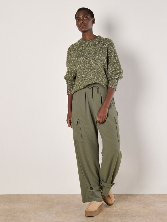 Flecked Knit Chunky Jumper, Khaki, large