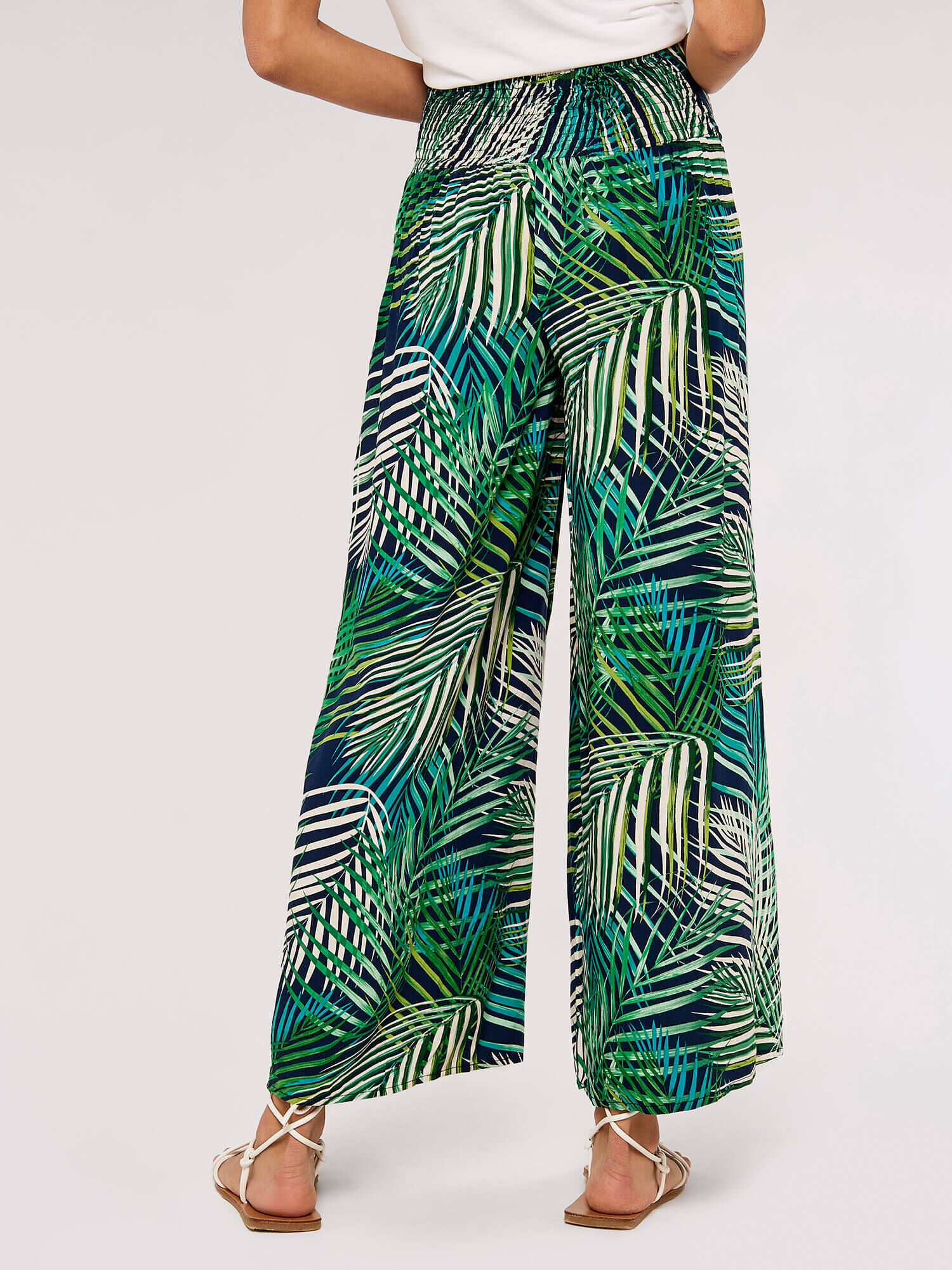 Tropical Leaves Wrap Trousers Apricot Clothing