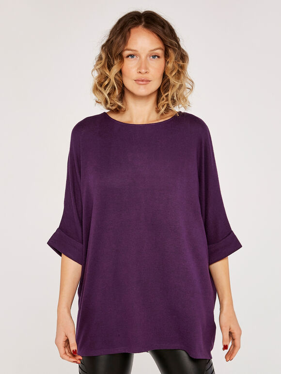 Soft Touch Batwing Top, Purple, large