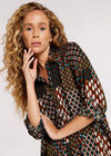 Patchwork Shirt Mini Dress, Rust, large