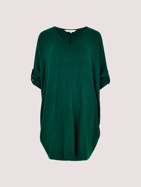Soft-Touch Cocoon Mini Dress, Green, large
