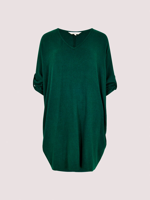 Soft Batwing Cocoon Mini Dress , Green, large