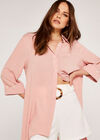 Longline Curved Hem Shirt, Pink, large