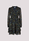 Paisley Ruffle Mini Dress , Navy, large