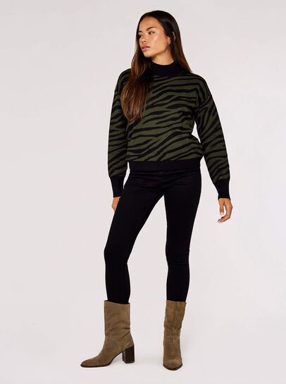 Mock Neck Zebra Jumper