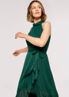 Halter Neck Ruffle Dress, Green, large