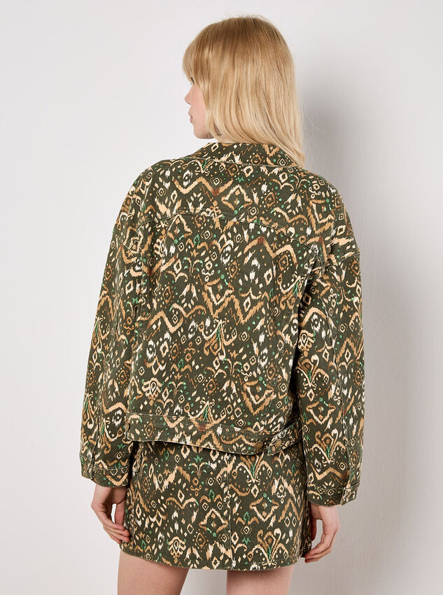 Ikat Denim Jacket, Khaki, large