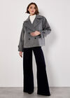 Tailored Short Peacoat Jacket, Dark Grey - Charcoal, large
