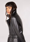 Leather-Look Trench Coat, Black, large