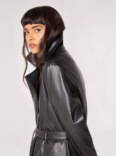Leather-Look Trench Coat