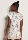 Parrot And Palm Print Slub T-Shirt, Coral, large