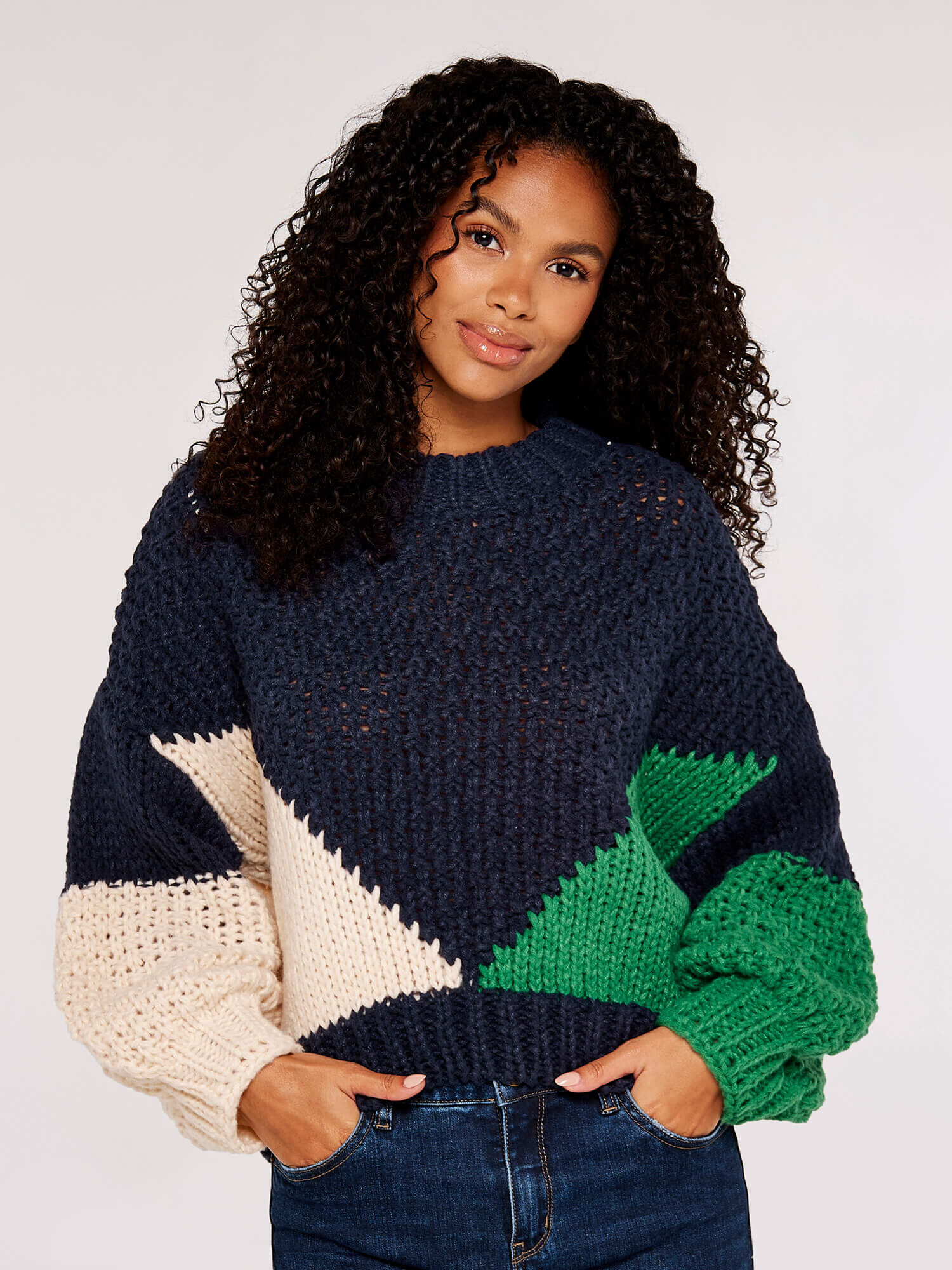 Navy knitted jumper store