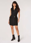 Sparkle Tweed Blazer Mini Dress , Black, large