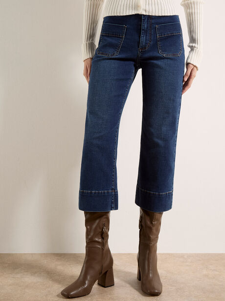 Ani Cropped Cotton Flare Jeans