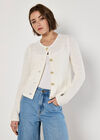 Waffle Knit Cardigan, Cream, large