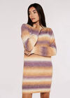 Ombre Stripe Knit Mini Dress, Rust, large