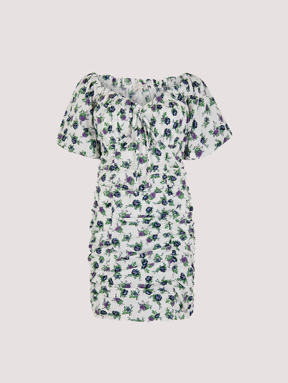 Floral Milkmaid Mini Dress, Cream, large