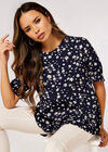 Ditsy Tiered Top, Navy, large