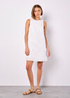 Floral Embroidered Shift Mini Dress, White, large