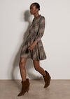 Blurred Spot Shirt Mini Dress, Mocha, large