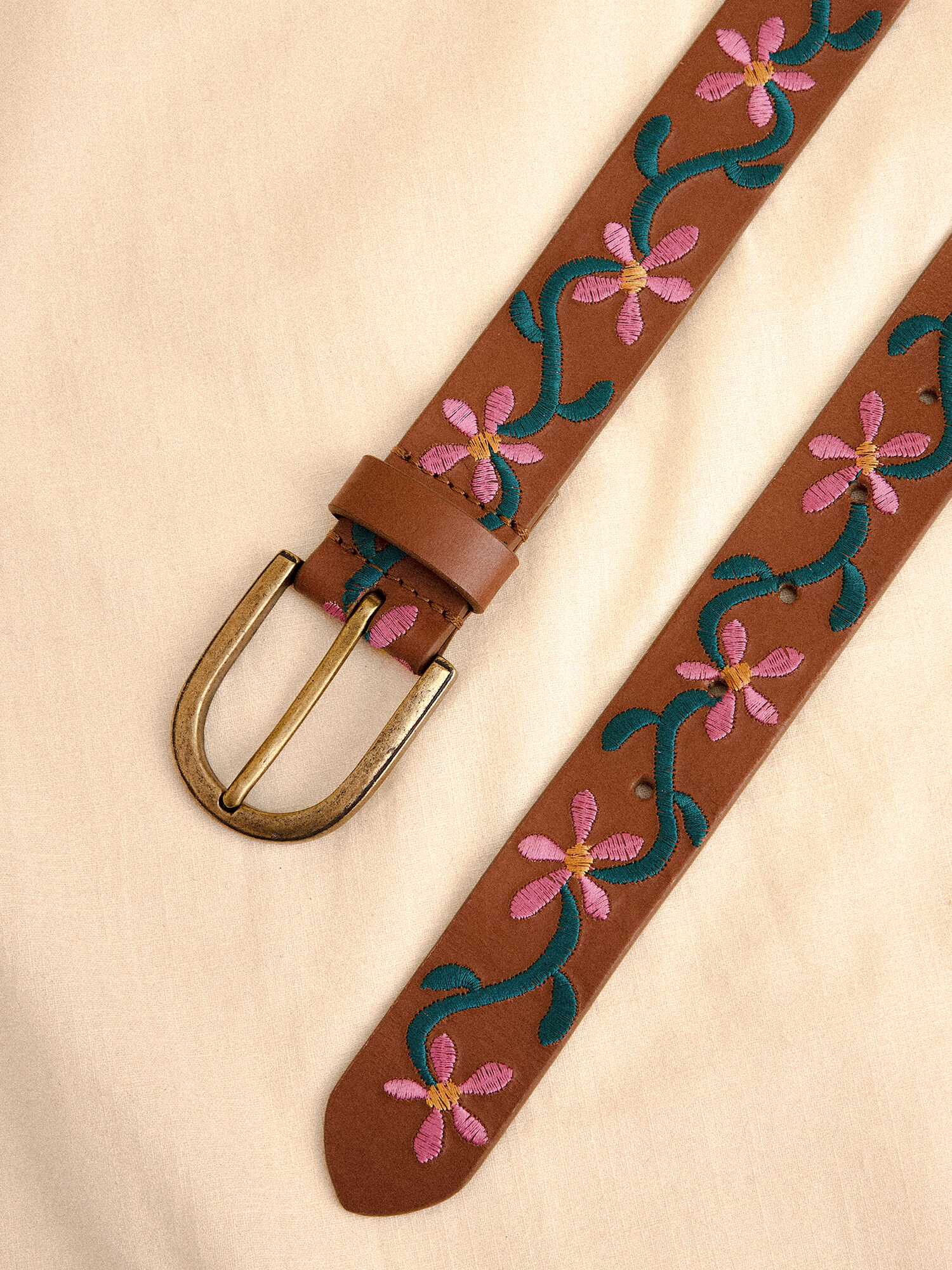 Embroidered leather belt cheap
