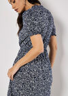 Floral Fruit Wrap Midi Dress, Navy, large