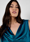 Curve Satin Cowl Neck Top, Blue, large