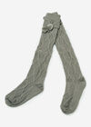 Pom Pom Knit Knee High Socks, Grey, large