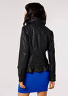Leather -Look Ruffle Jacket, Black, large