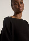 Ribbed Knit Batwing Jumper, Black, large