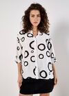 Abstract Circles Oversized Blouse, White, large
