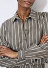 Striped Linen Shirt, Khaki, large