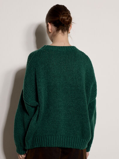 Chunky Knit Flower Applique Jumper