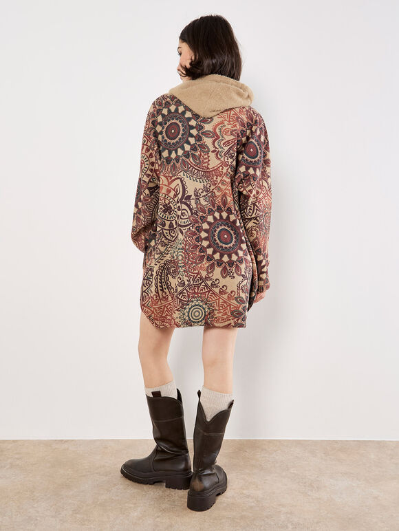 Mandala Hooded Tunic Jumper, Rust, large