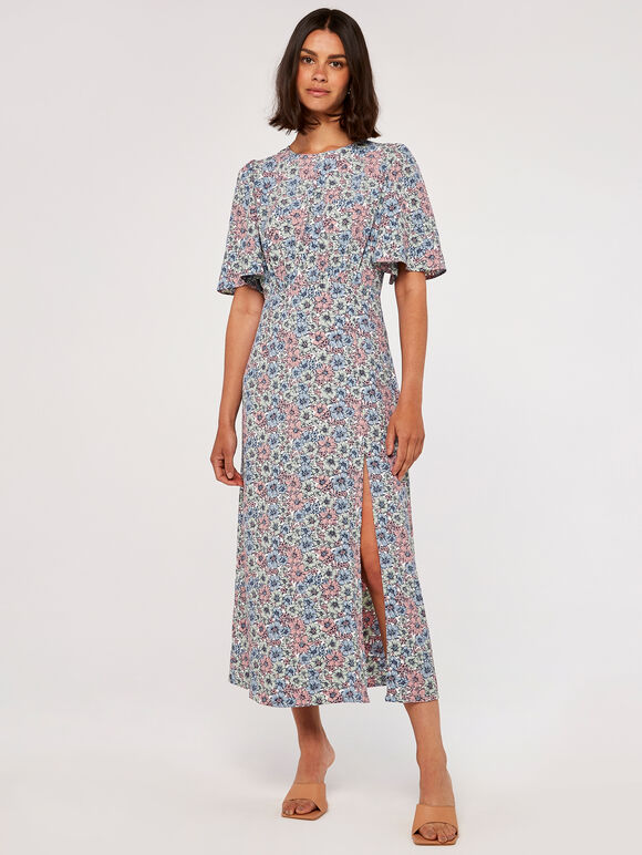 Floral Midi Dress, Pink, large