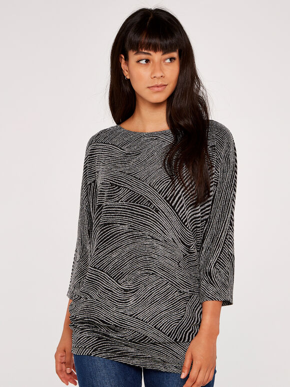 Lurex Swirls Top, Light Grey / Silver, large