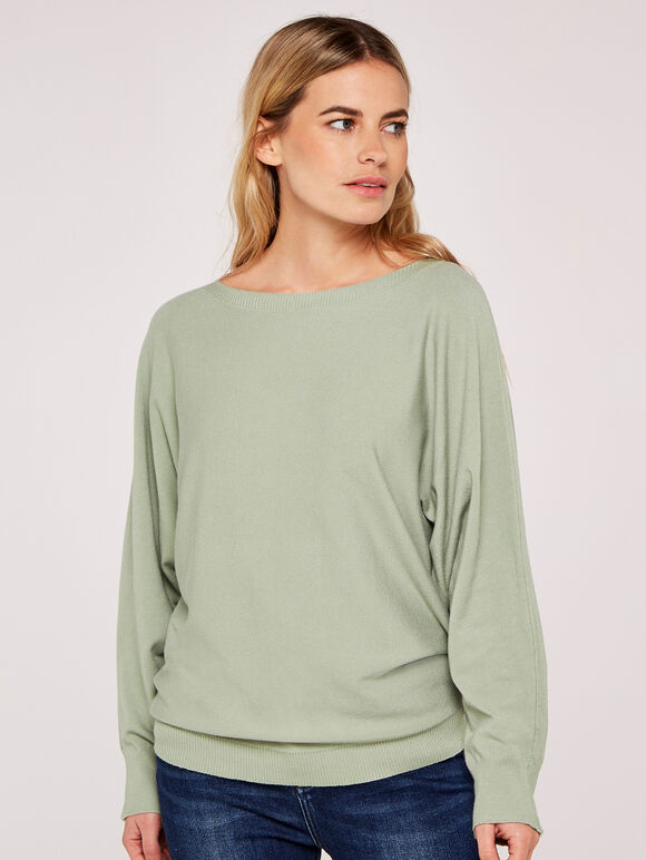 Soft Batwing Jumper, Mint, large